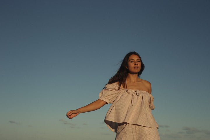 Ava Blouse - Dusty Rose Check