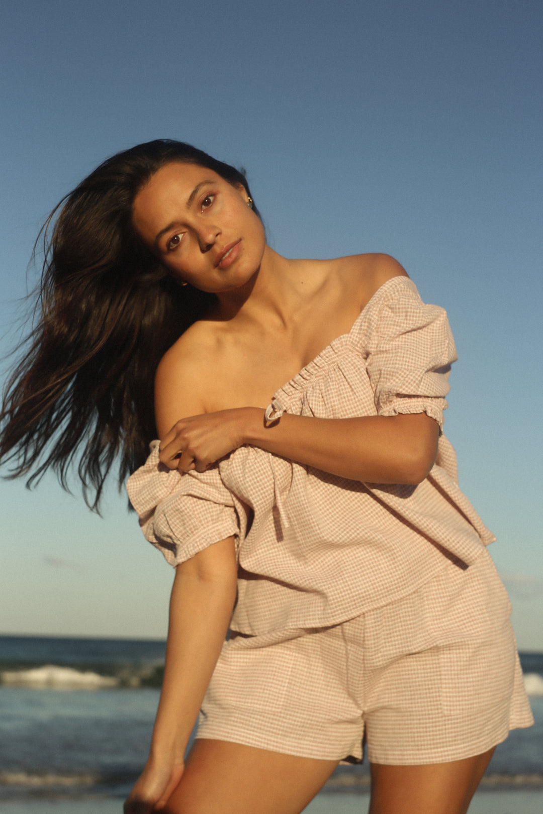 Ava Blouse - Dusty Rose Check