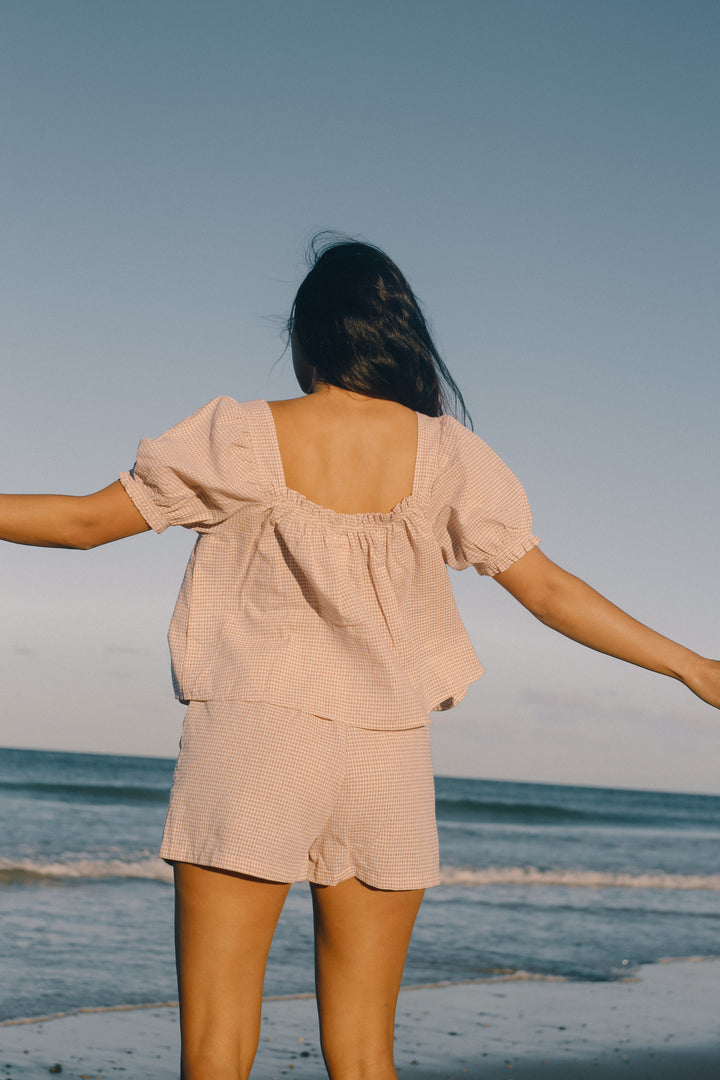 Ava Blouse - Dusty Rose Check