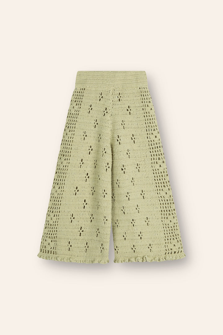 Filet Crochet Pants - Moss