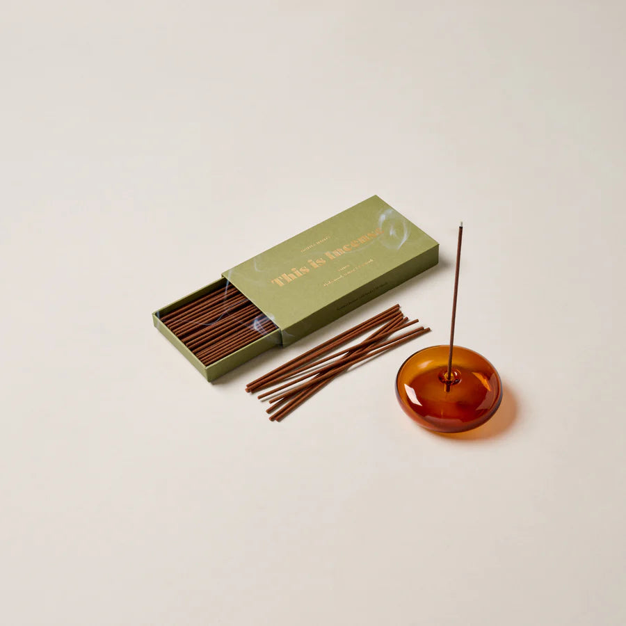 Glass Vessel Incense Holder -  Amber