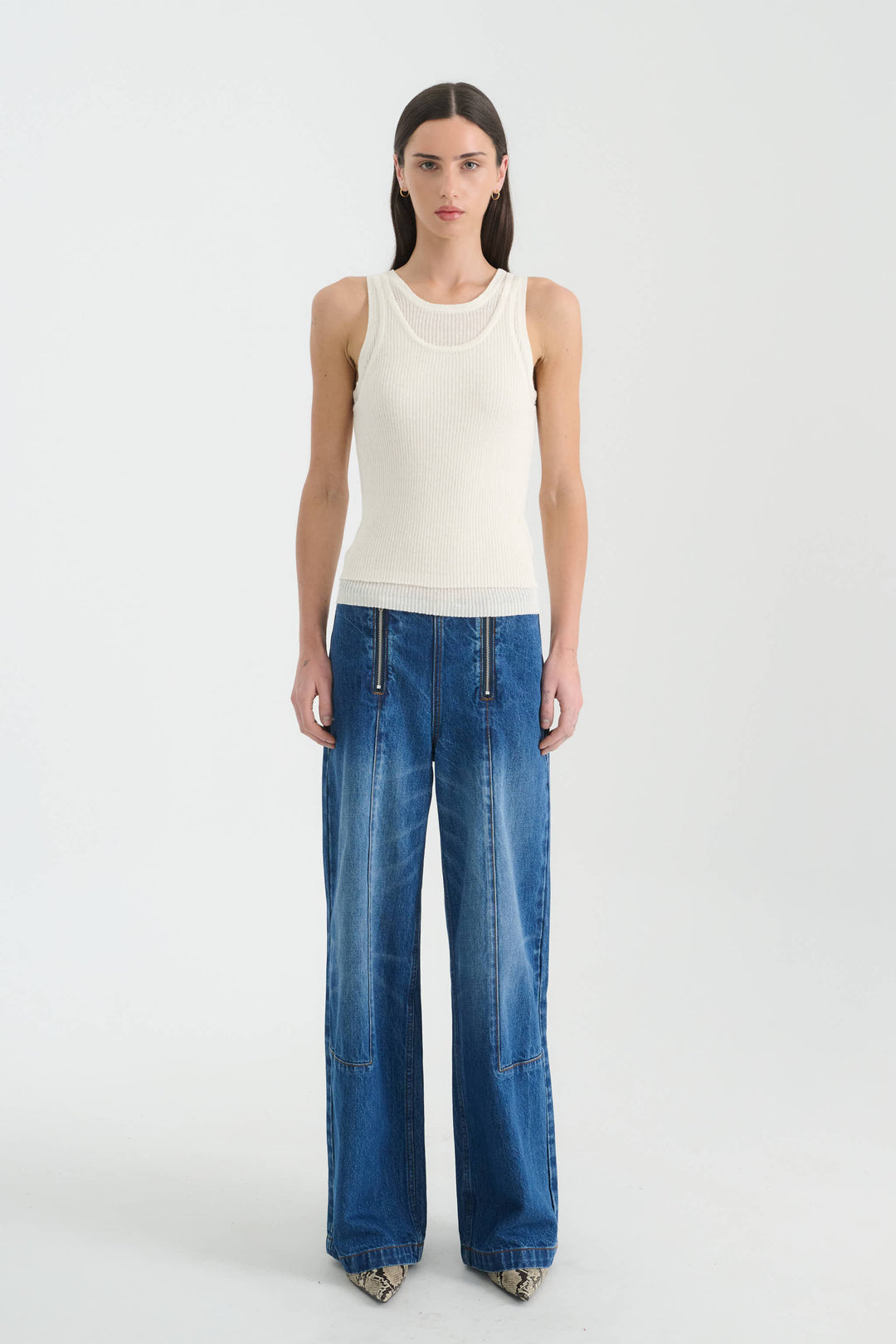 Jani Double-Layer Knit Tank - Bone