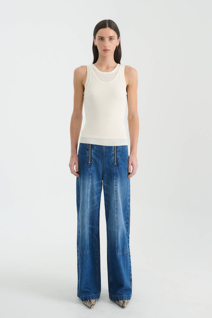Jani Double-Layer Knit Tank - Bone