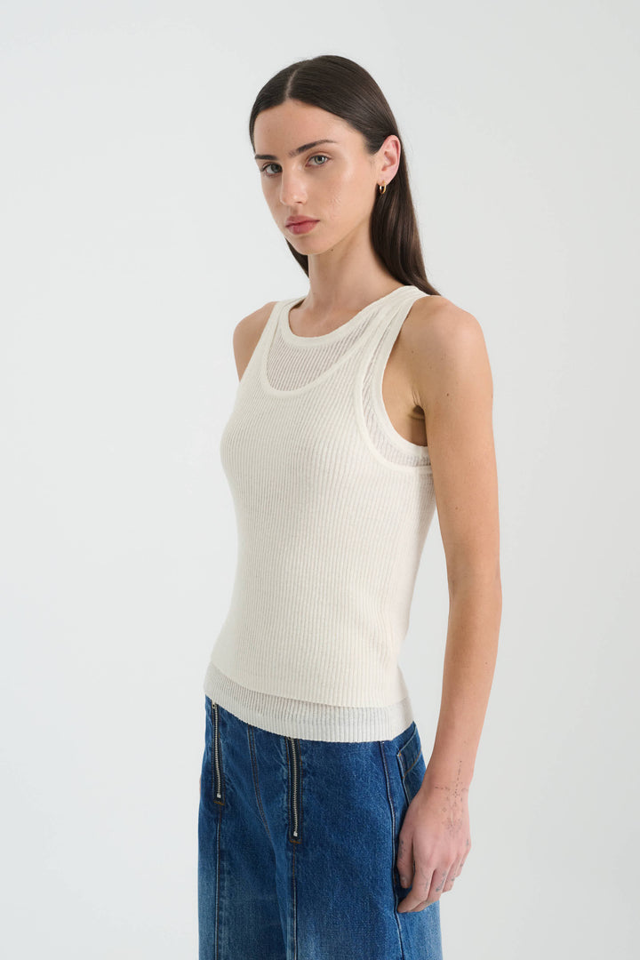 Jani Double-Layer Knit Tank - Bone