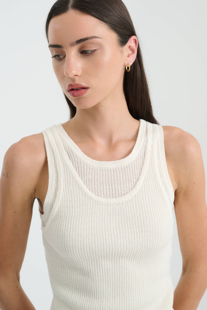 Jani Double-Layer Knit Tank - Bone