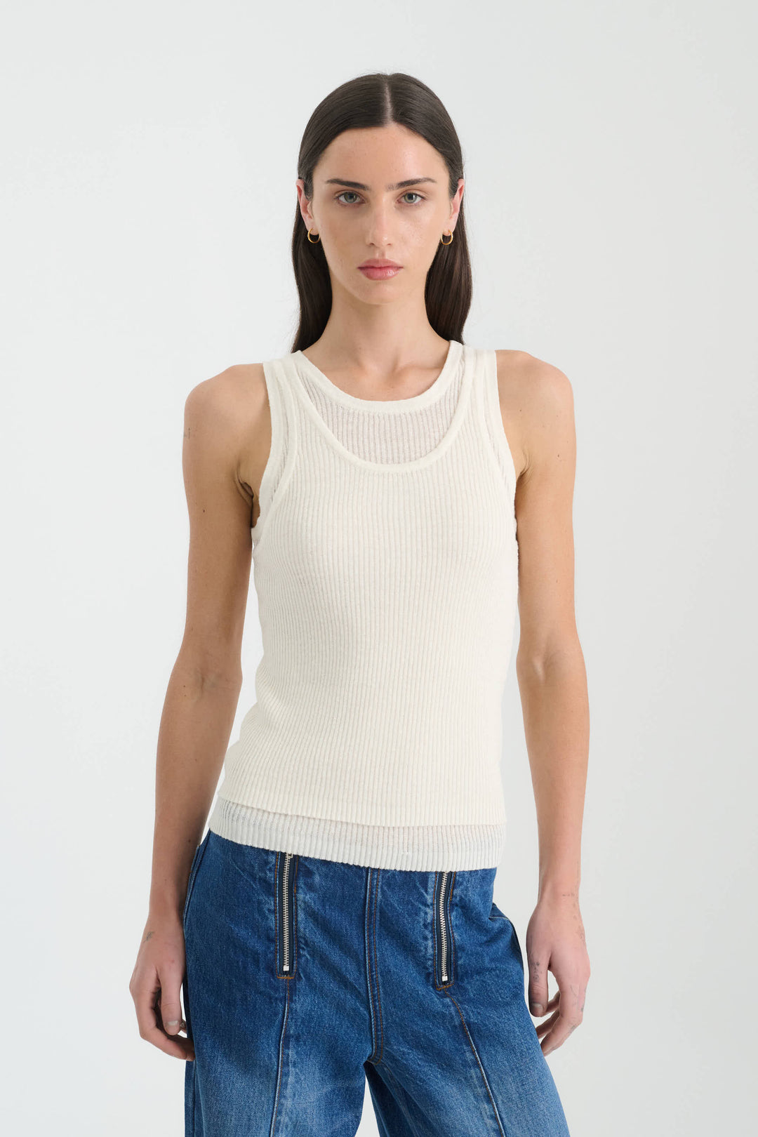 Jani Double-Layer Knit Tank - Bone
