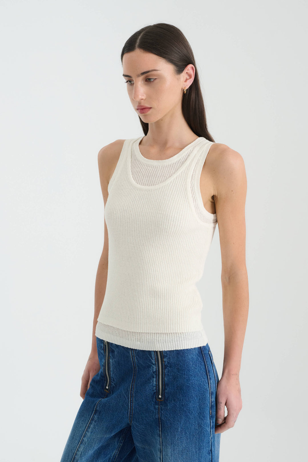 Jani Double-Layer Knit Tank - Bone