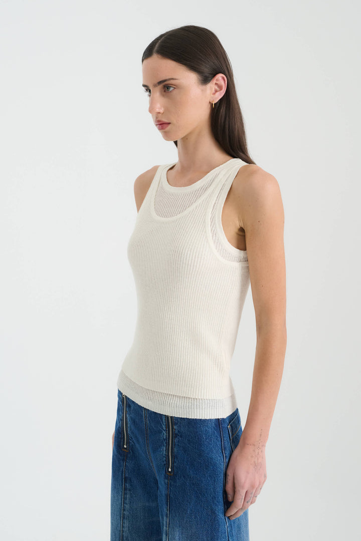 Jani Double-Layer Knit Tank - Bone