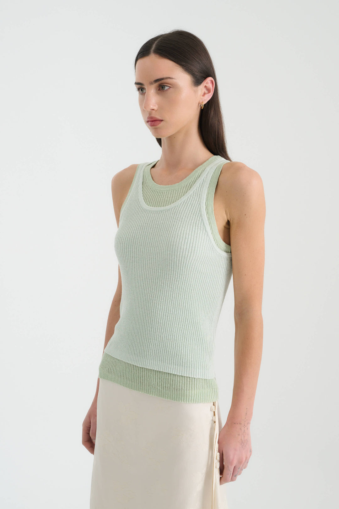 Jani Double-Layer Knit Tank - Mint Contrast