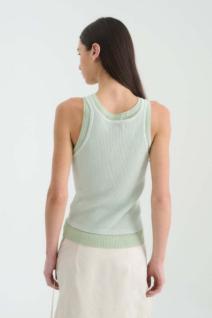 Jani Double-Layer Knit Tank - Mint Contrast