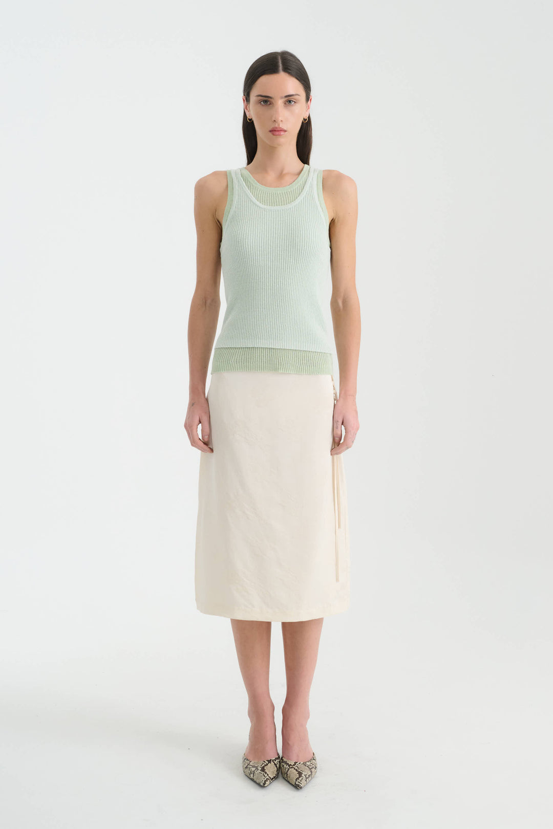 Jani Double-Layer Knit Tank - Mint Contrast