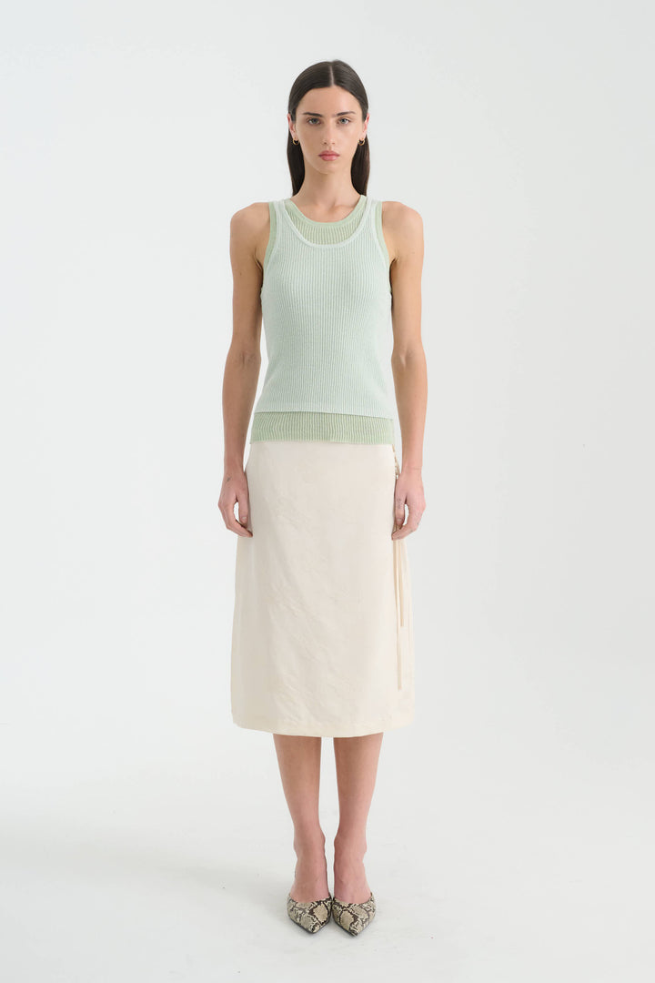Jani Double-Layer Knit Tank - Mint Contrast