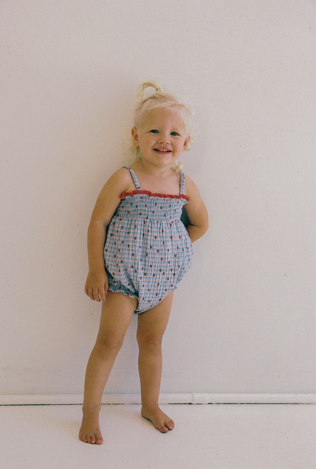 Lottie Romper - Strawberry Check