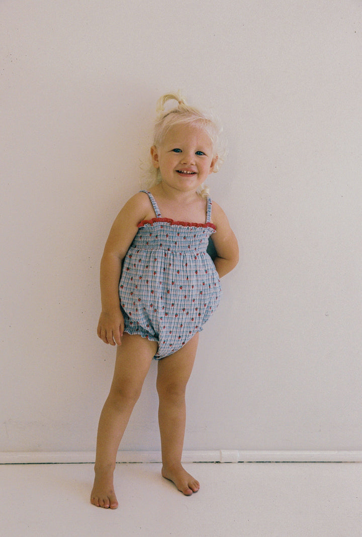 Lottie Romper - Strawberry Check