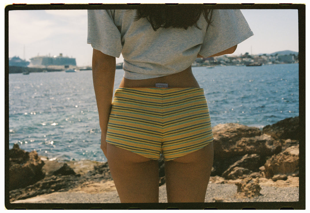 Lemon Striper Hot Pant