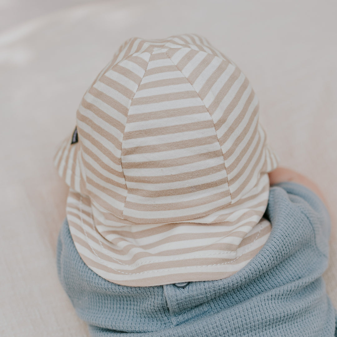 Legionnaire Flap Sun Hat - Natural Stripe