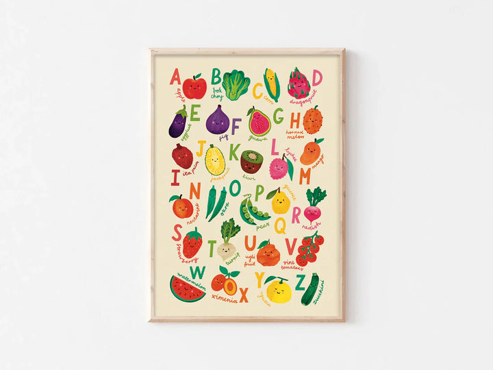 Fruit + Veg A-Z Alphabet Print A3