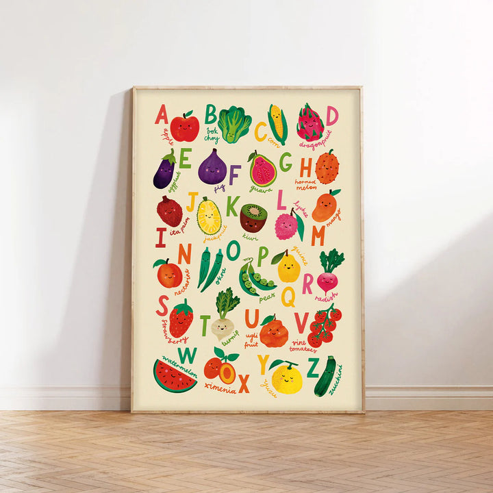 Fruit + Veg A-Z Alphabet Print A3