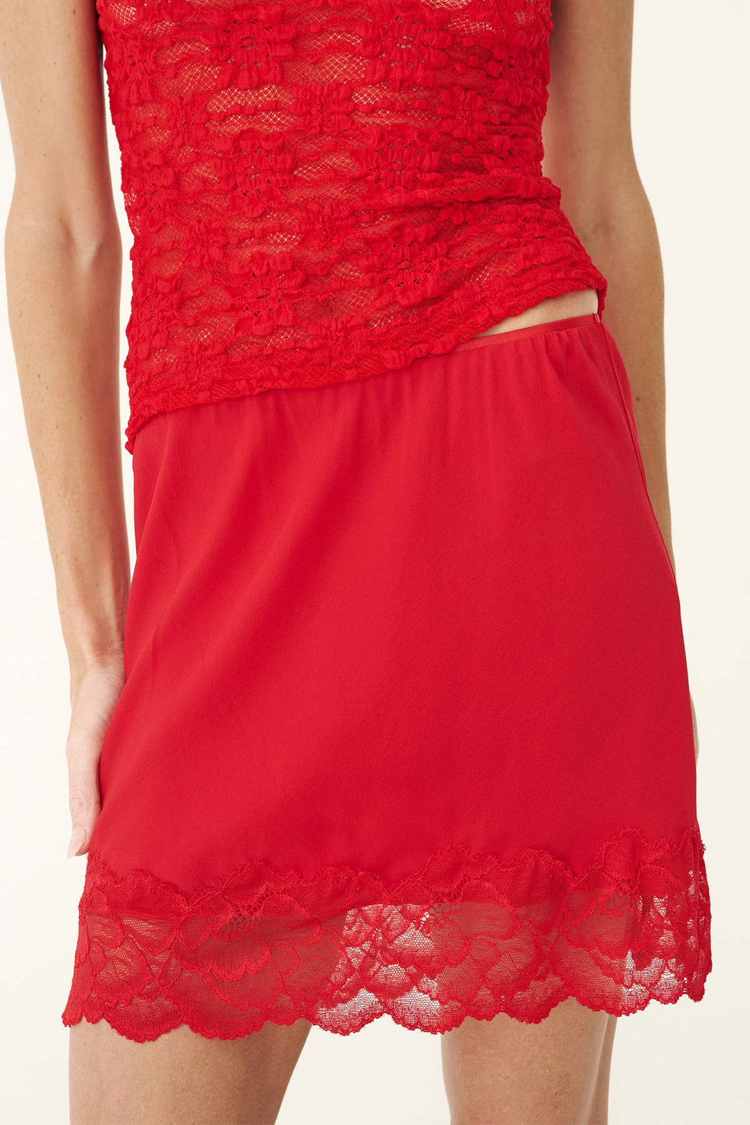 Marina Silk Mini Skirt - Red