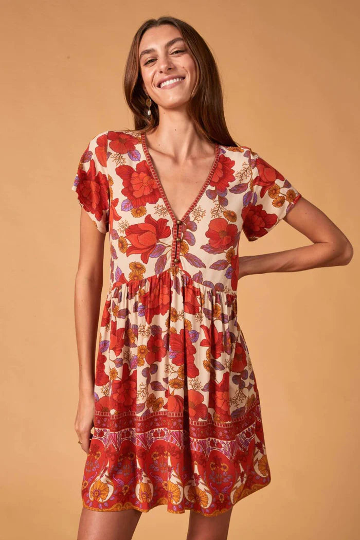 Bloom Mini Dress - Crimson Rose