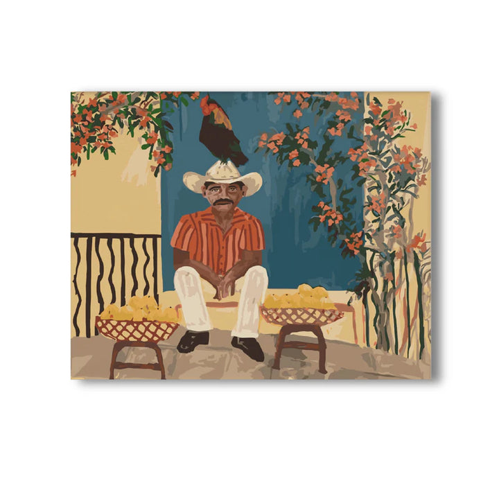 Man And A Chicken Framed Paint By Numbers Kit