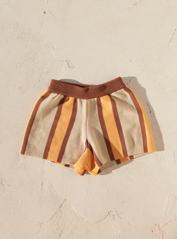 Stripe Knit Shorts - Peaches & Cream