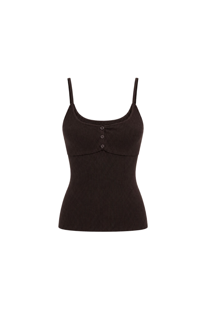 Mary Layered Knit Singlet - Espresso