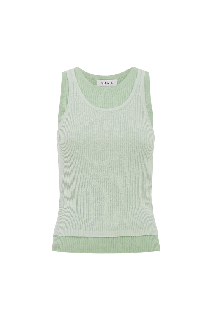 Jani Double-Layer Knit Tank - Mint Contrast