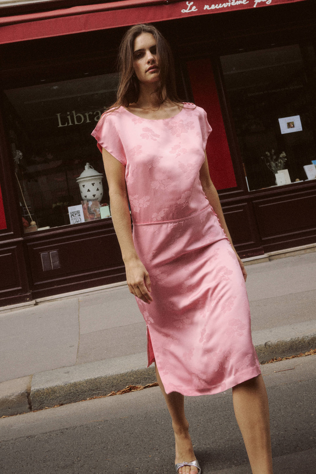 Carla Jacquard Midi Dress - Petal Pink Floral
