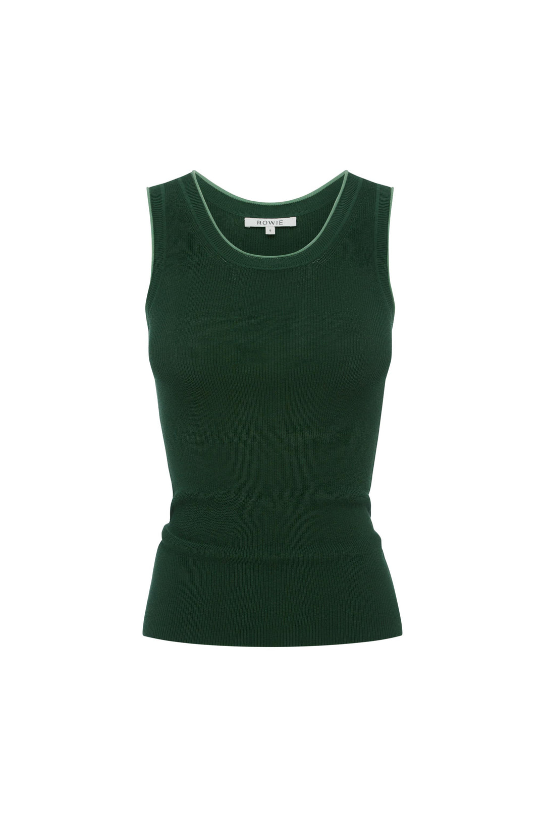 Zoe Contrast Knit Tank - Bottle Green