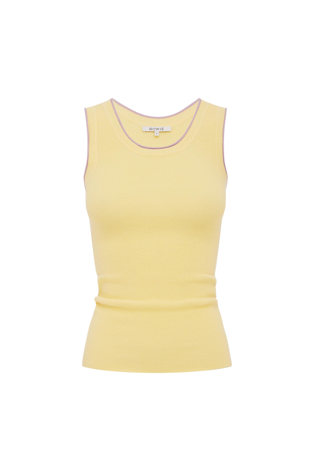 Zoe Contrast Knit Tank - Lemon