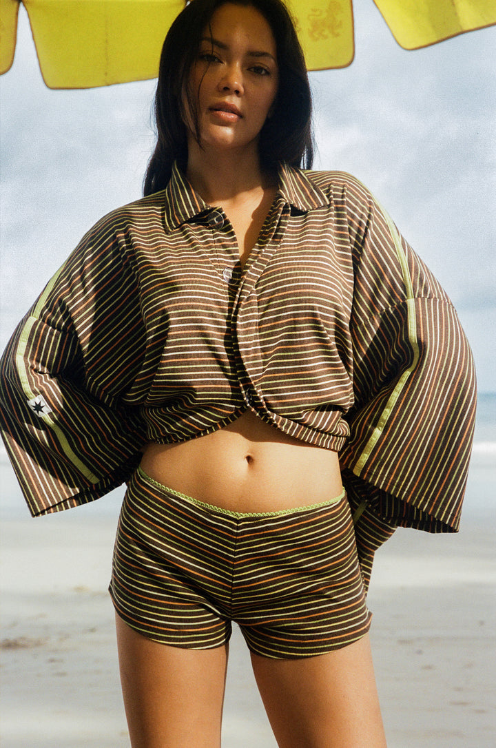 Striper Hot Pant - Black Multi PRE-SALE