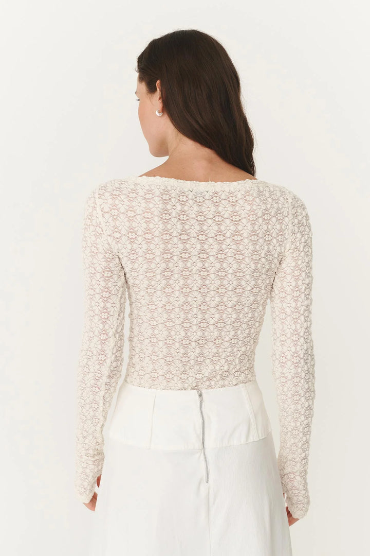 Samantha Clover Lace Top - Creme