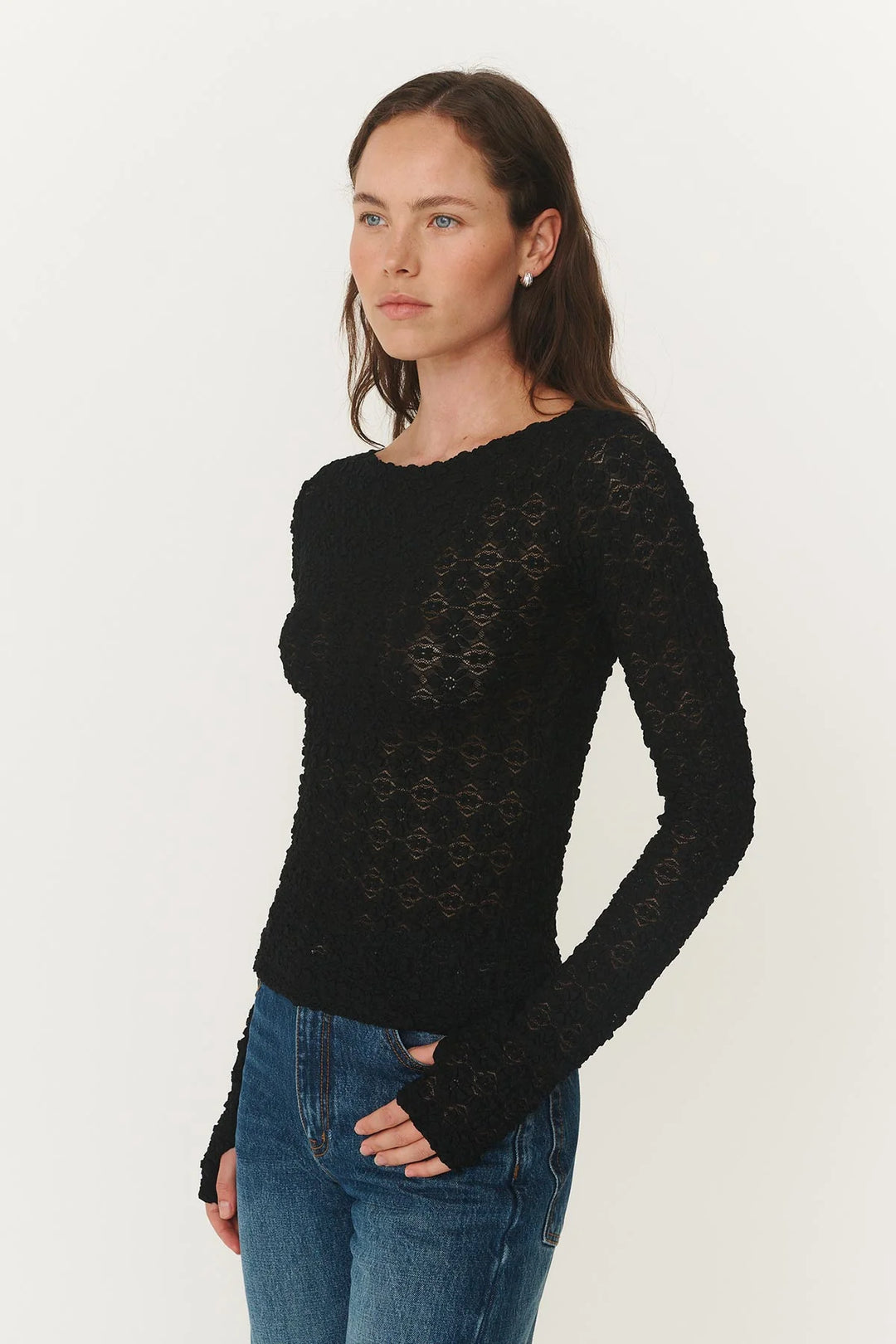 Samantha Clover Lace Top - Noir