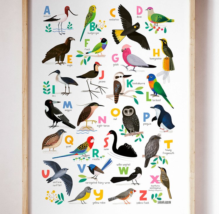 A-Z of Australian birds poster