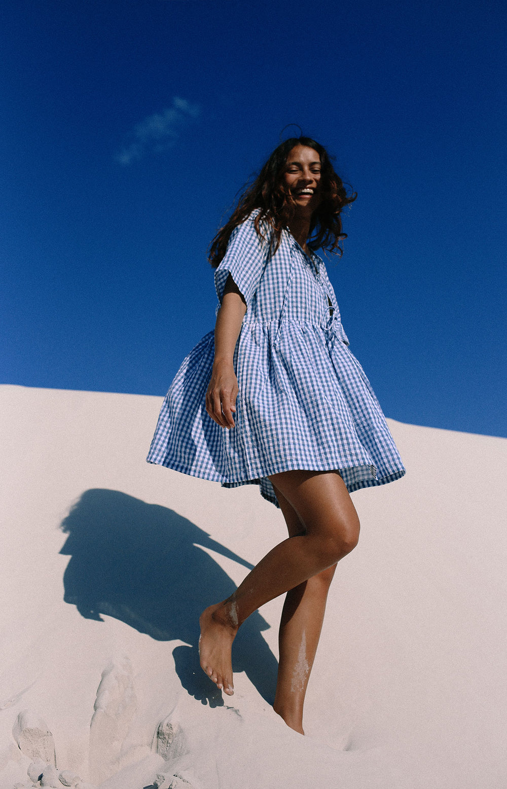 Darcey Tie Dress - Blue Gingham