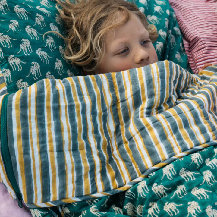 Reversible Cotton Sleeping Bag Set - Cheetah