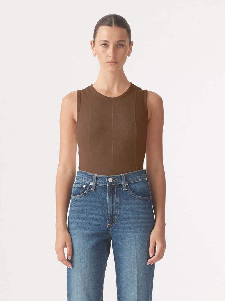 Panelled Rib Tank - Coffee