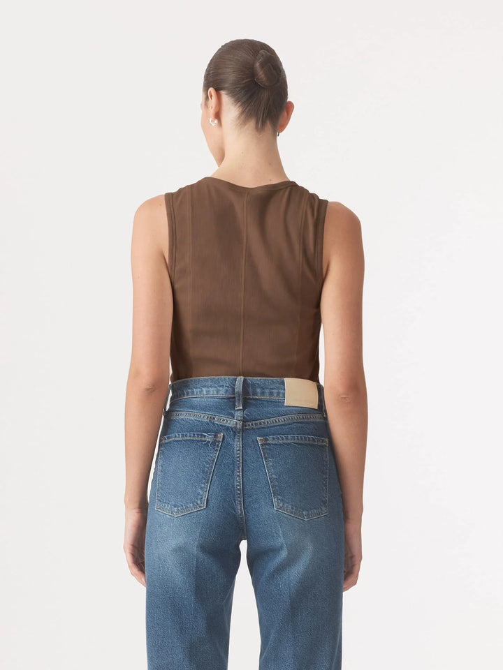 Panelled Rib Tank - Coffee