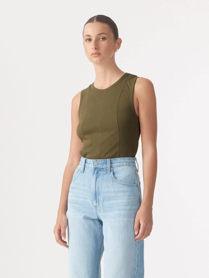 Panelled Rib Tank - Olive