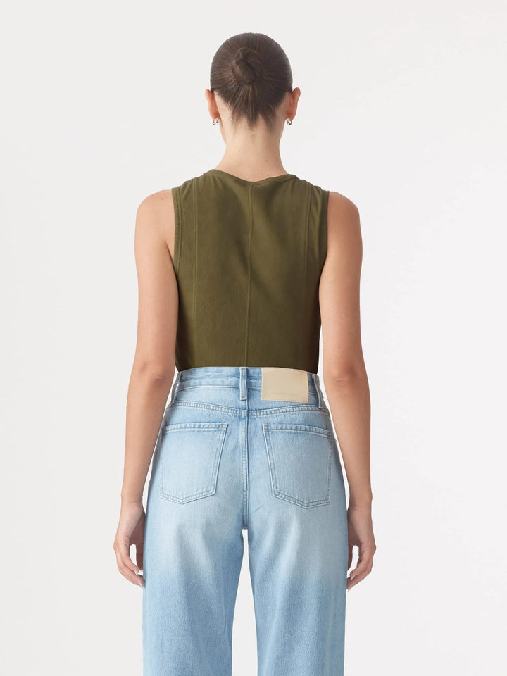 Panelled Rib Tank - Olive