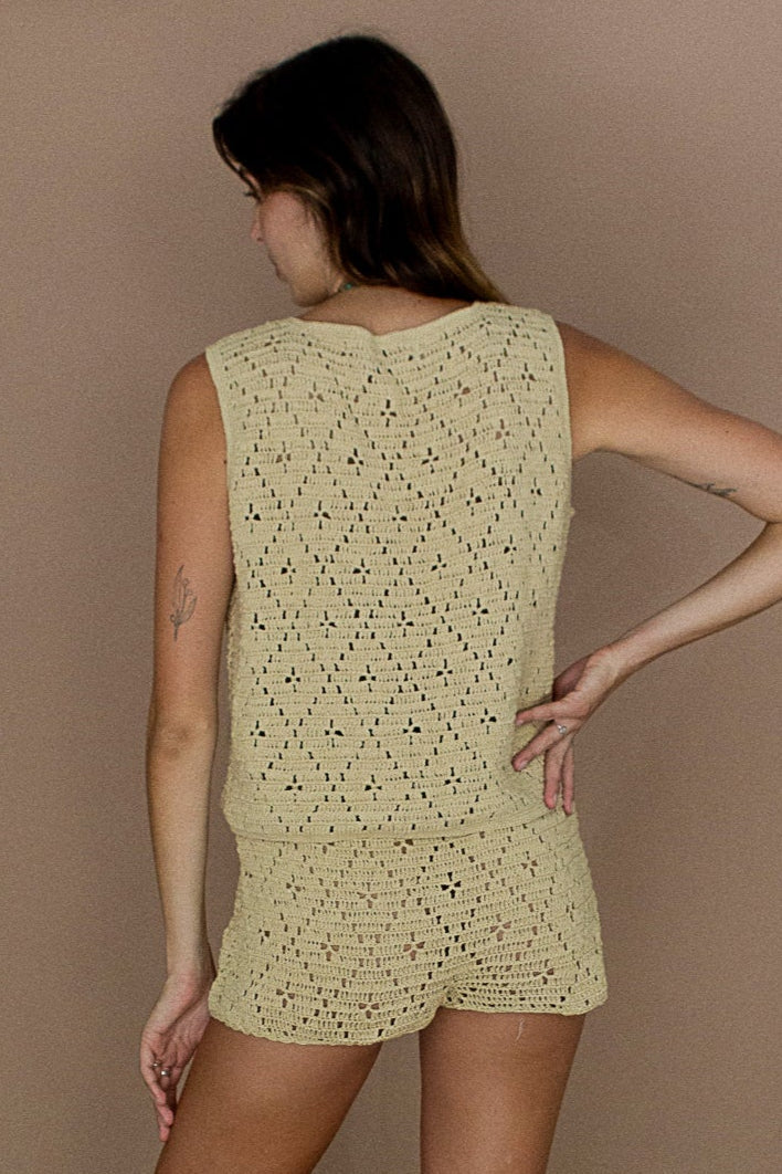 Margot Crochet Vest - Sand