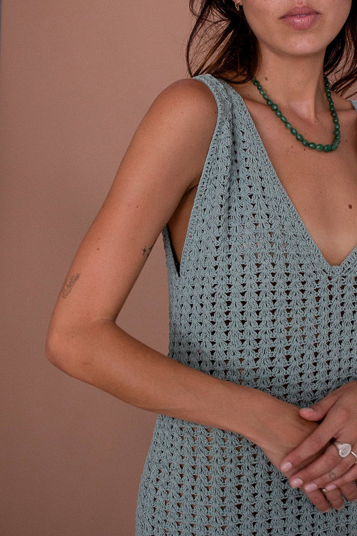 Margot Crochet Mini Dress - Seafoam