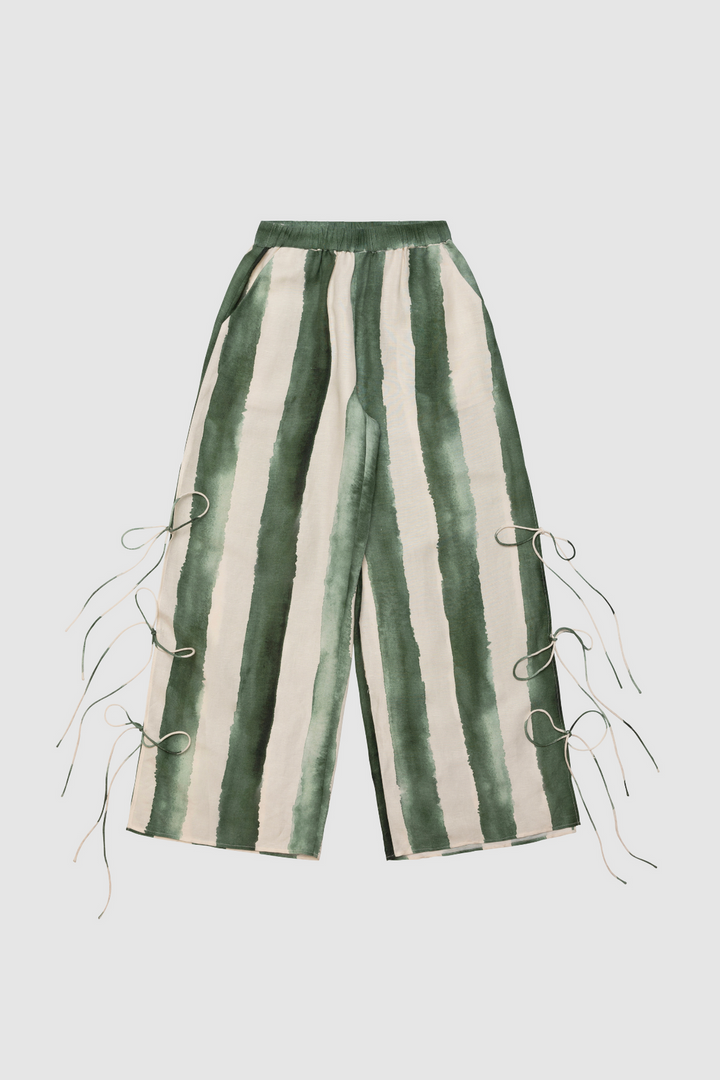 Havana Wide Leg Pant - Sage Stripe