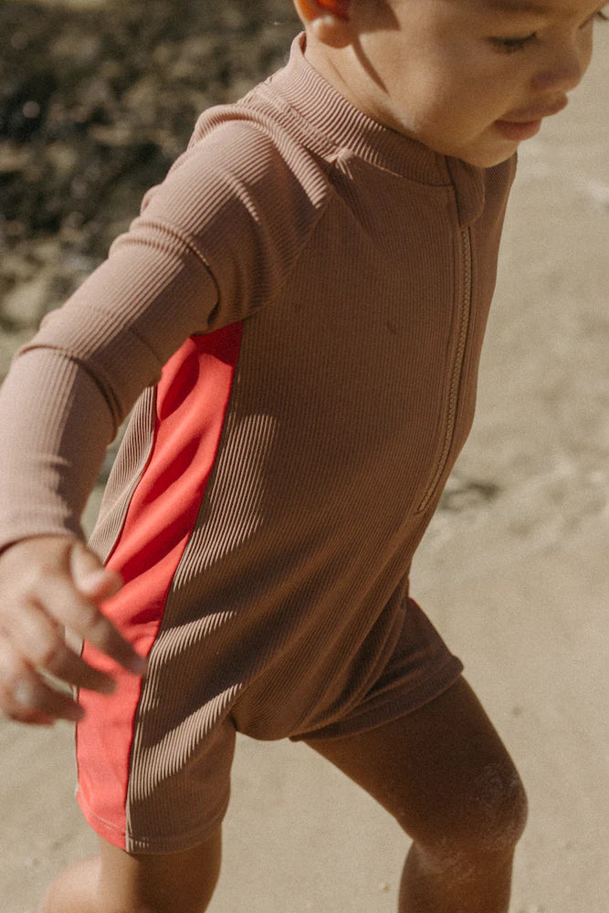 Zip Long Sleeve One Piece - Toffee