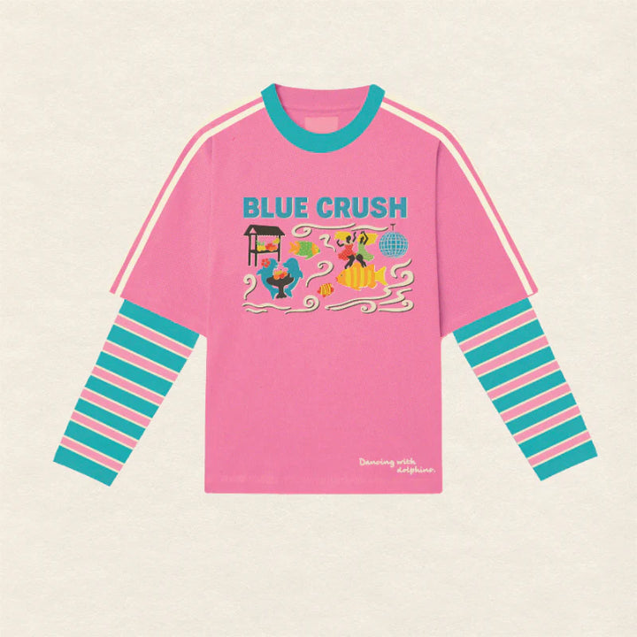 Blue Crush Layered Long Sleeve Pink/Blue