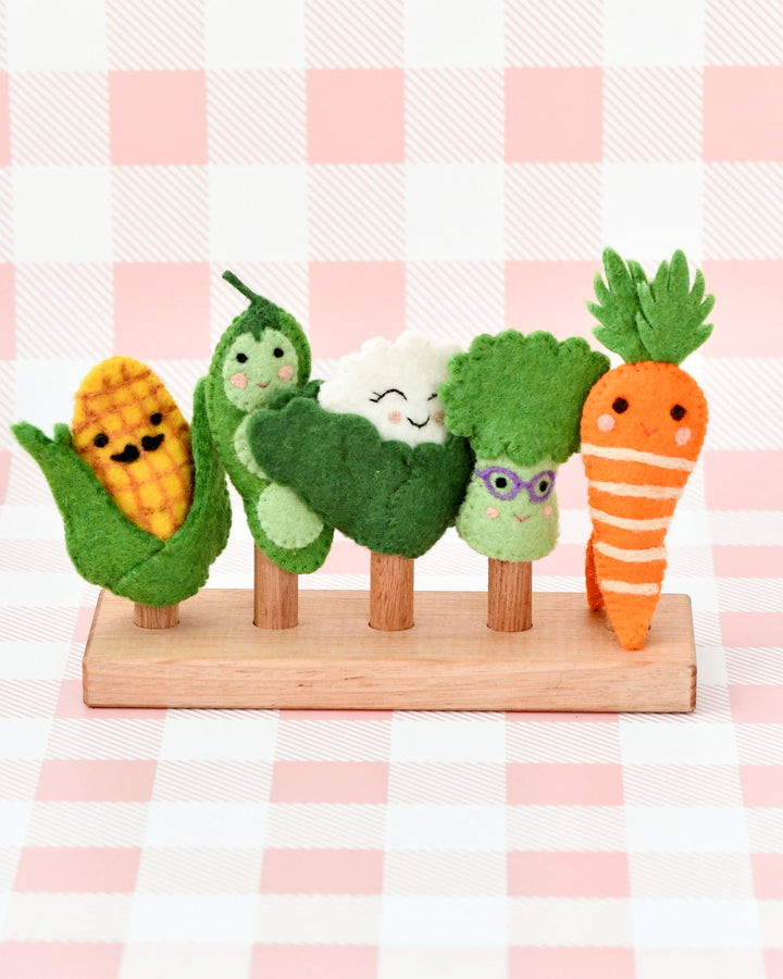 Felt Vegetables Finger Puppets Set