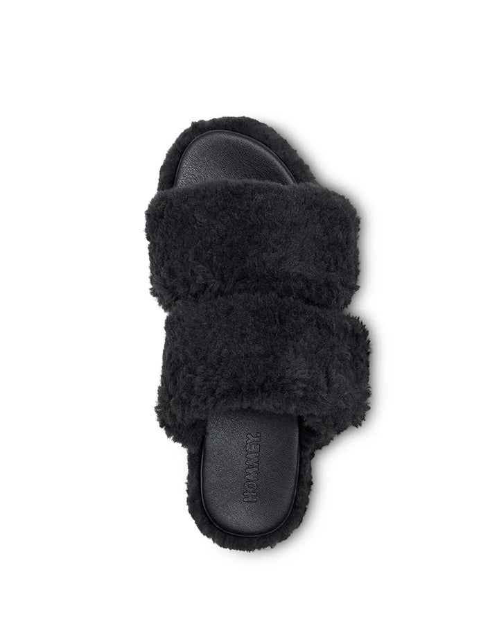 Willow - Charcoal fluffy slipper hommey