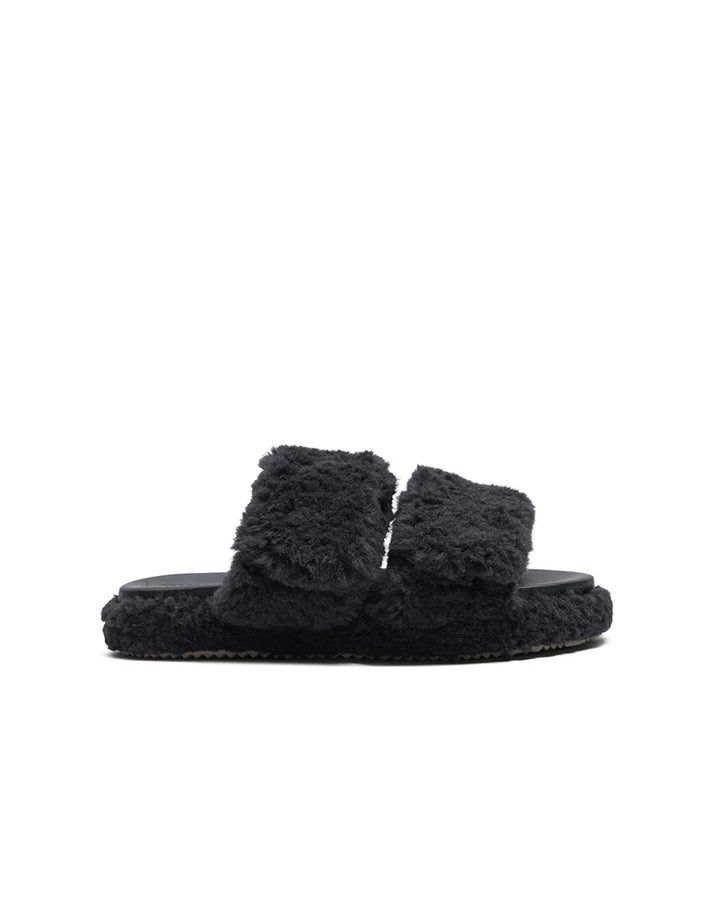 Willow - Charcoal fluffy slipper hommey
