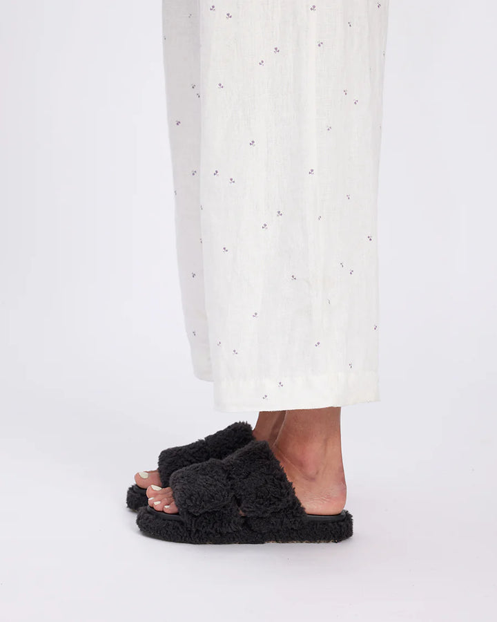 Willow - Charcoal fluffy slipper hommey